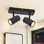 ZMH Faretto da soffitto neri retrò 2 teste GU10 girevoli 350° metallo max 25W senza lampadina