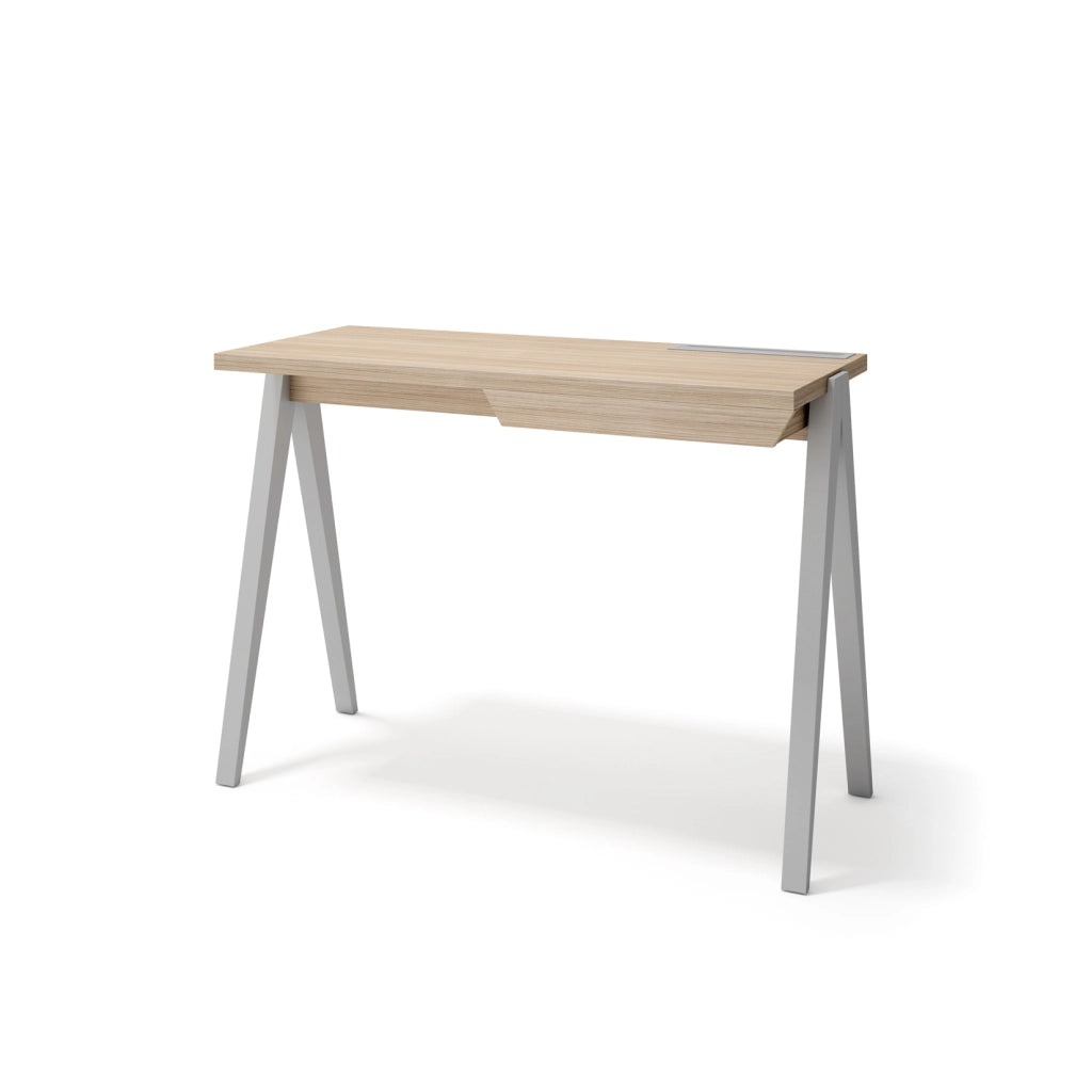 Scrivania Herdasa 1 cassetto effetto noce chiaro gambe grigio 75x107x47cm