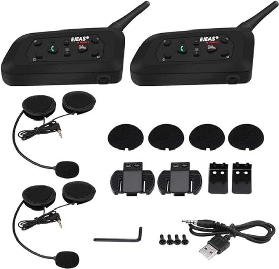 Casco con Headset (Set da 2) - Con Microfono - Intercom Casco - Headset Casco - Sistema di Comunicazione Motorizzato - Headset Motorizzato - Bluetooth - Orecchini con Cuffia - Cuffia per la Testa