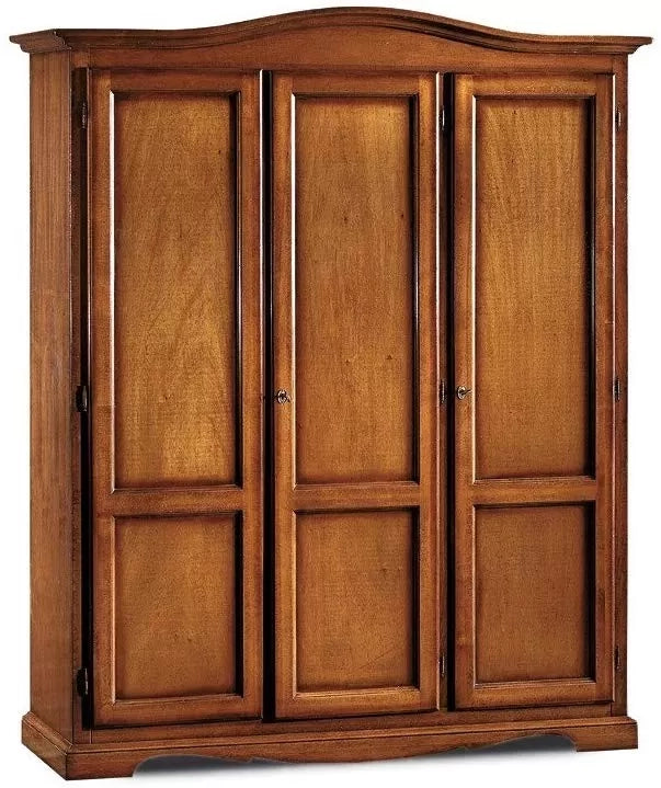 Armadio 3 ante in legno massello arte povera tinta noce 158x56x197