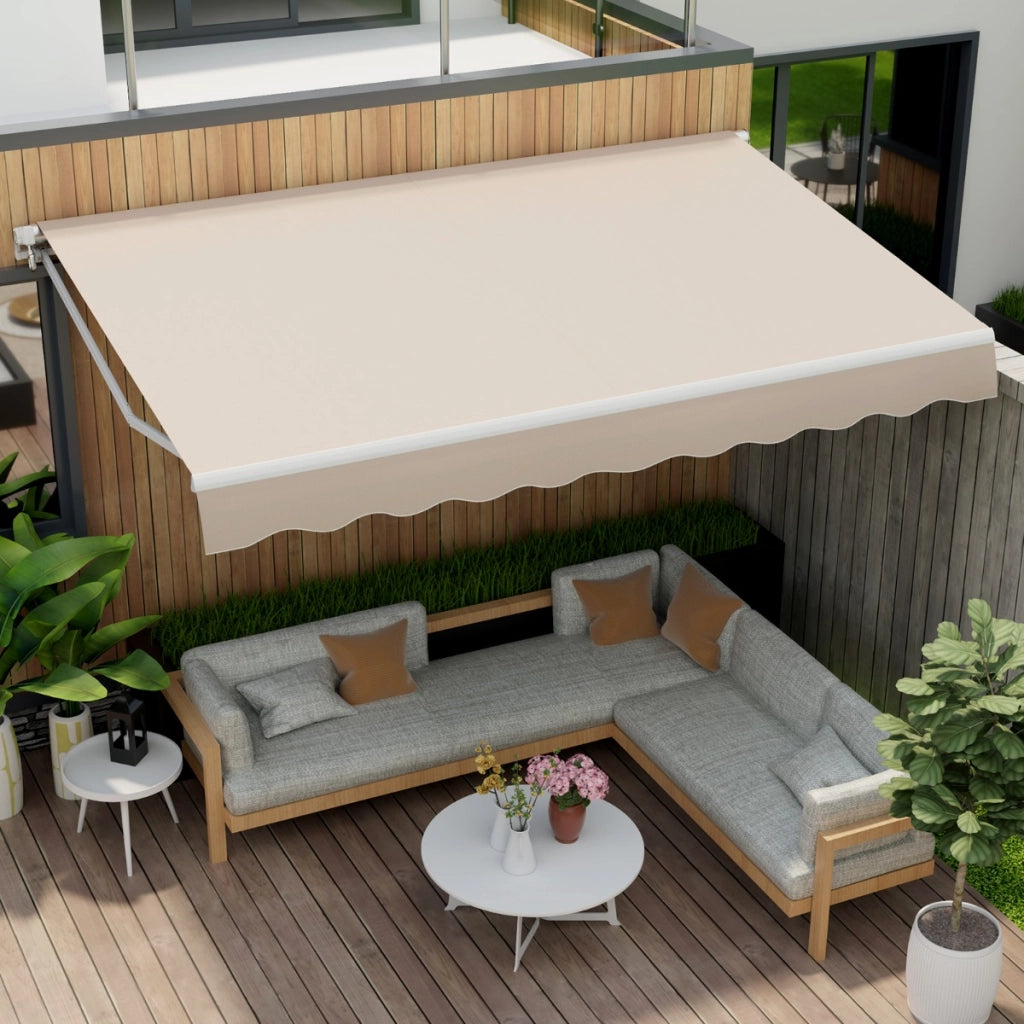 Tenda da sole a caduta inclinabile da esterno, Tendalino a scomparsa con manovella 4x2,5m Beige-Tende parasole