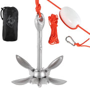 Anello di ormeggio pieghevole 1,5 kg acciaio inox argento – anello di ormeggio portatile per kayak e barche piccole