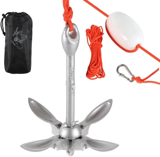 Anello di ormeggio pieghevole 1,5 kg acciaio inox argento – anello di ormeggio portatile per kayak e barche piccole