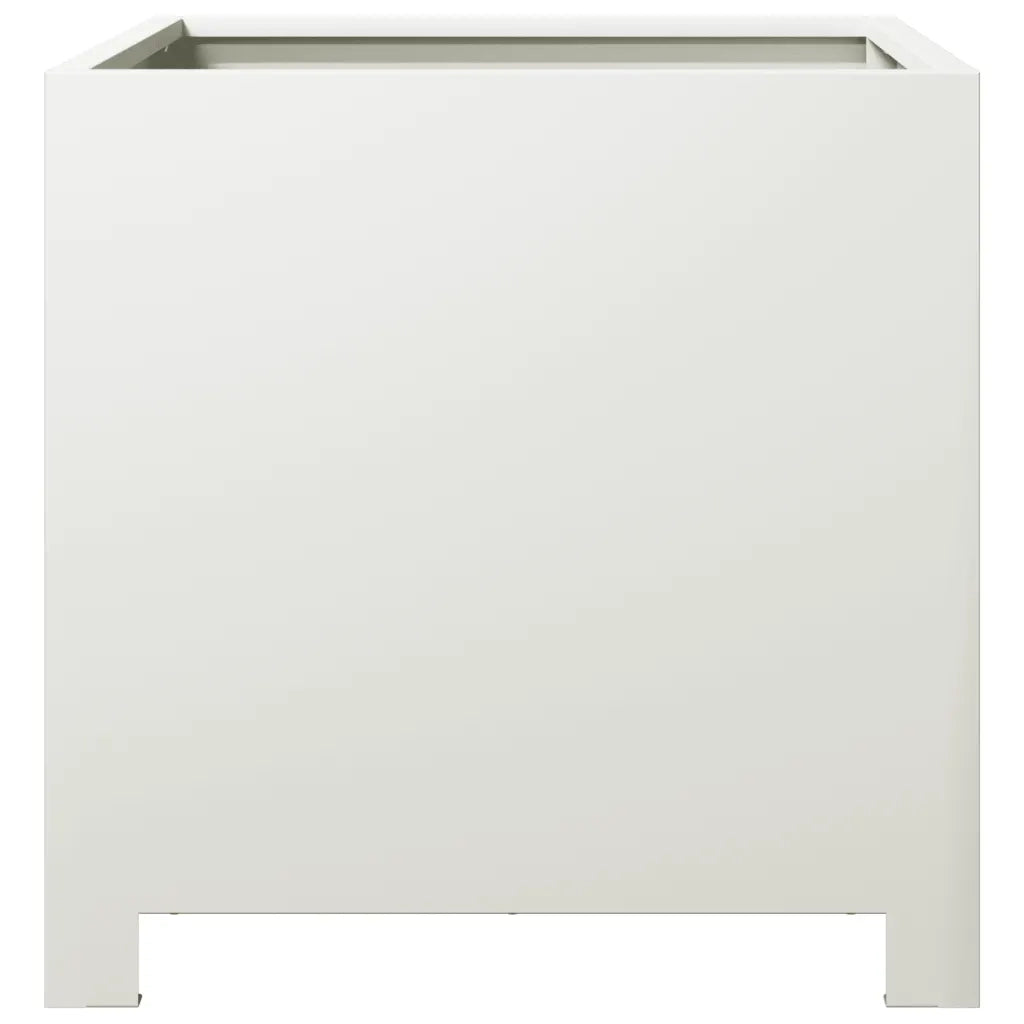 Fioriera da Giardino Bianca 40x40x40 cm in Acciaio 851201