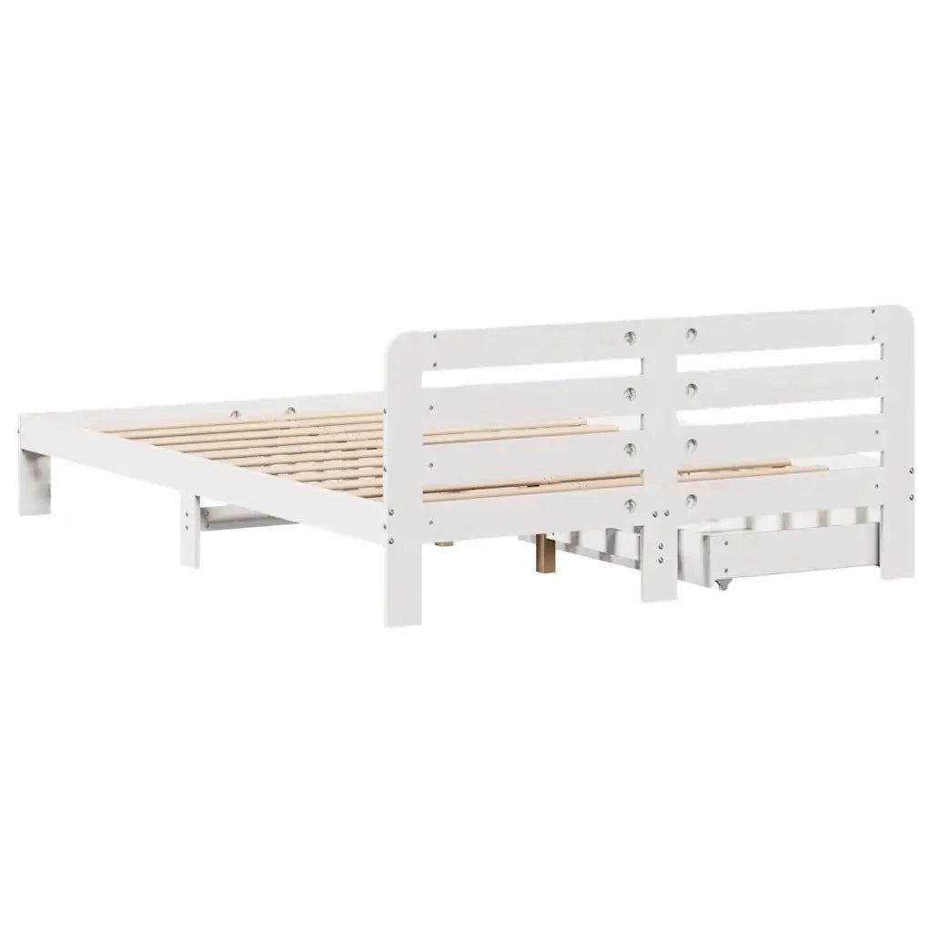 Letto matrimoniale | Letto per adulti | Letto senza Materasso Bianco 135x190 cm Legno Massello di Pino