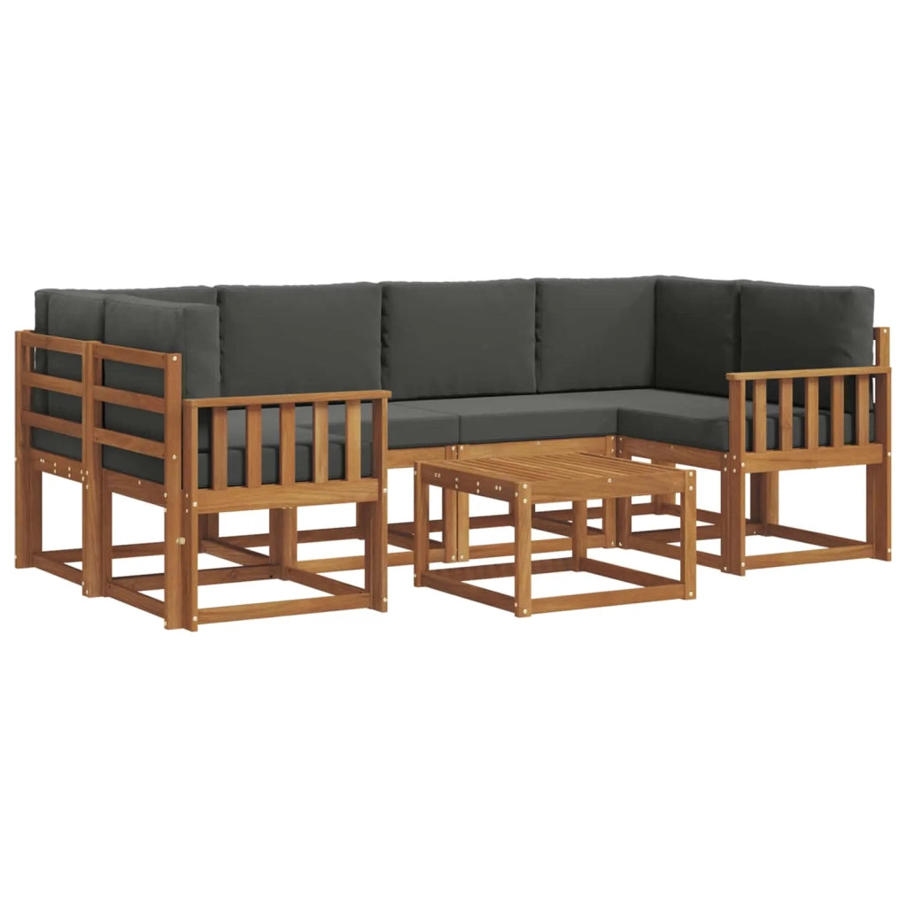 Set di divani da esterno con cuscino 7 pcs Naturale e Antracite