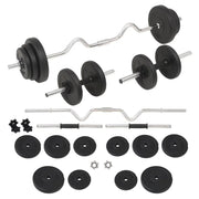 Set di manubri e bilanciere ondulato da 30 kg per fitness e bodybuilding nero 02_0000746