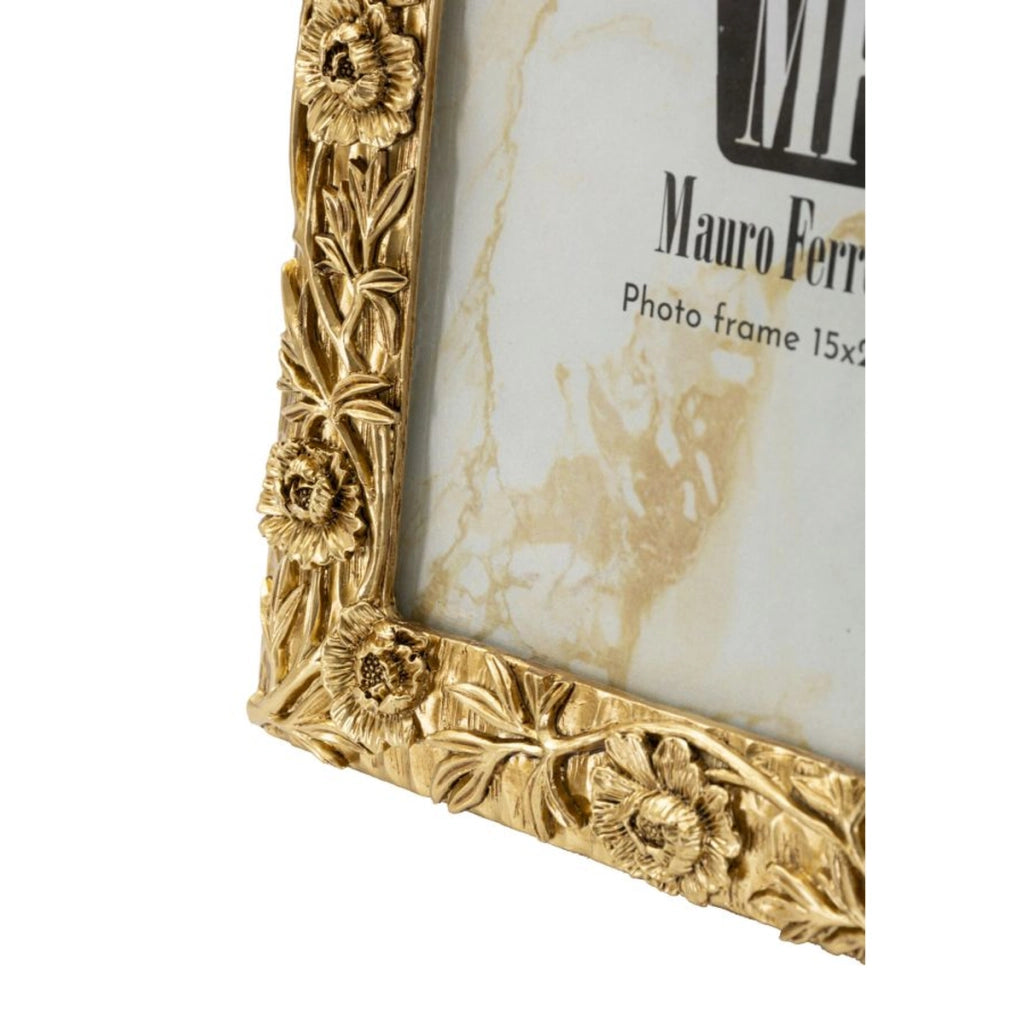 Cornice portafoto Poppy oro con decoro a papaveri 15x20 cm