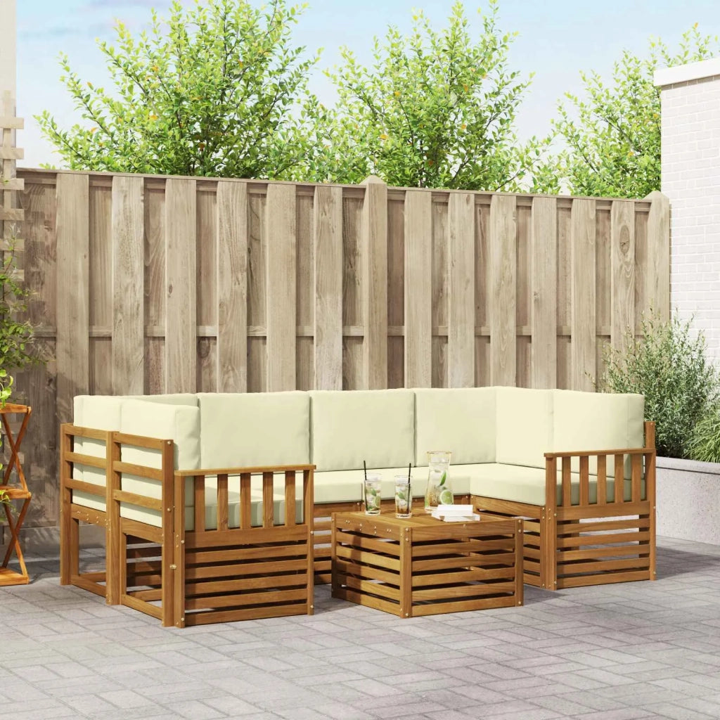 Set di divani da esterno 7 pz Naturale e Crema 3374440