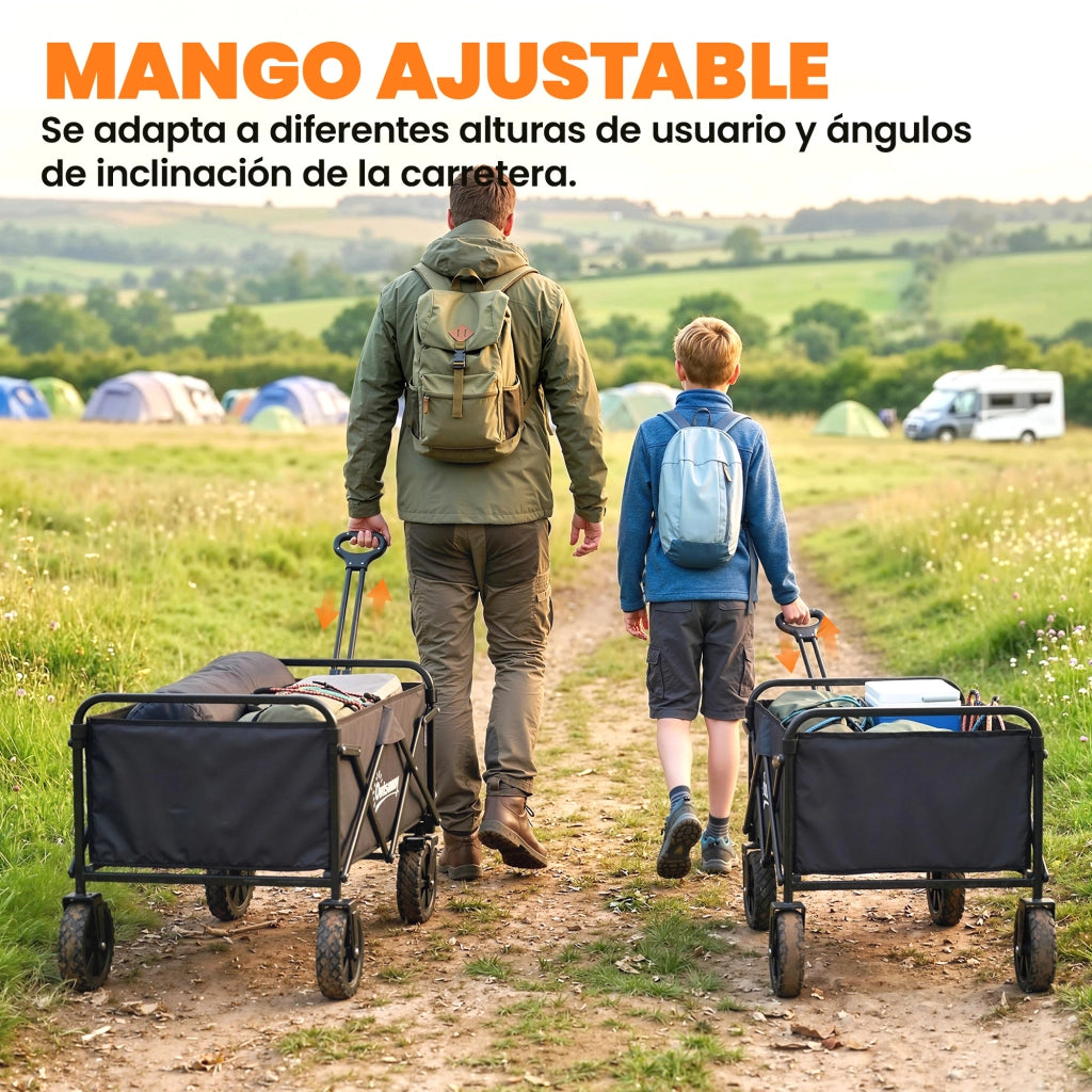 Carrello da Giardino Pieghevole con Ruote Bloccabili ¨C zephmum ¨C Nero 85x50x99 cm