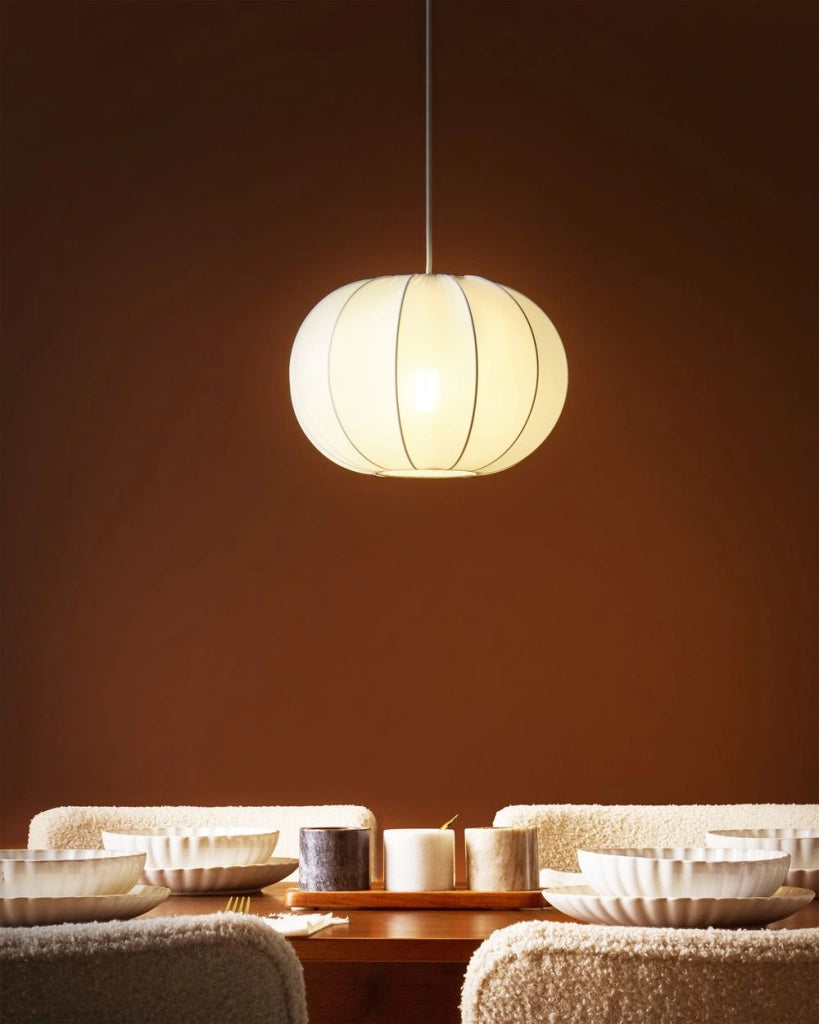Lampada a sospensione con paralume in nylon bianco Design moderno Luce per il soggiorno
