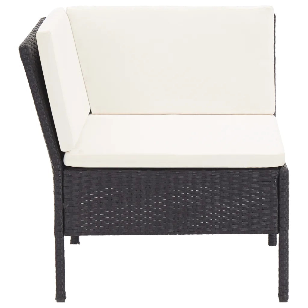 Set Divani da Giardino 6 pz con Cuscini in Polyrattan Nero 48948