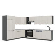Cucina angolare completa Fame-Line GrigioBeige/Antracite 347 x 60 cm, PL Marmo Vicco