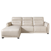 Divano chaiselongue in pelle e con relax