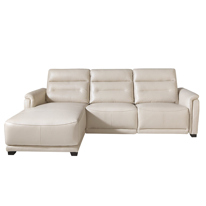 Divano chaiselongue in pelle e con relax