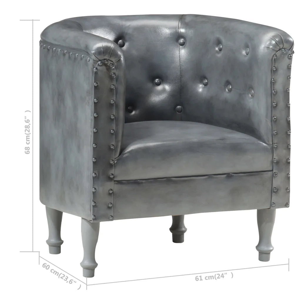 Poltrona | Sedia Relax Cabriolet Grigia in Vera Pelle