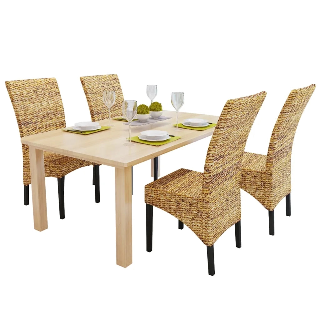 Sedie da Pranzo 4 pz in Legno Massello di Mango e Abaca 274200