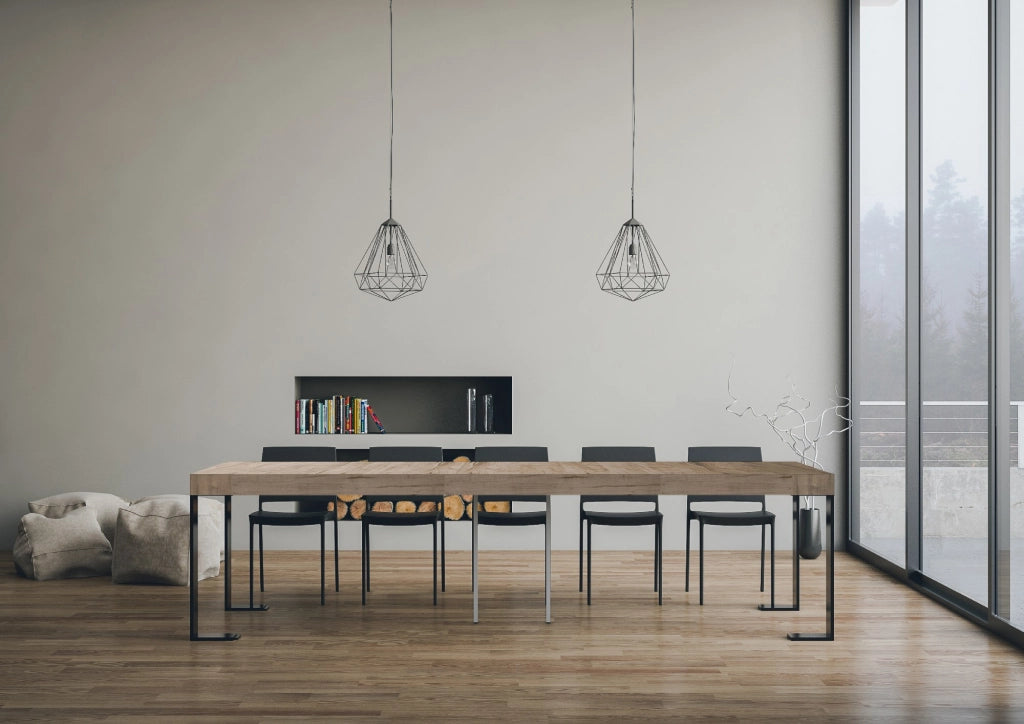 Consolle allungabile 90x40/300 cm Tekno Premium Quercia Natura telaio Antracite