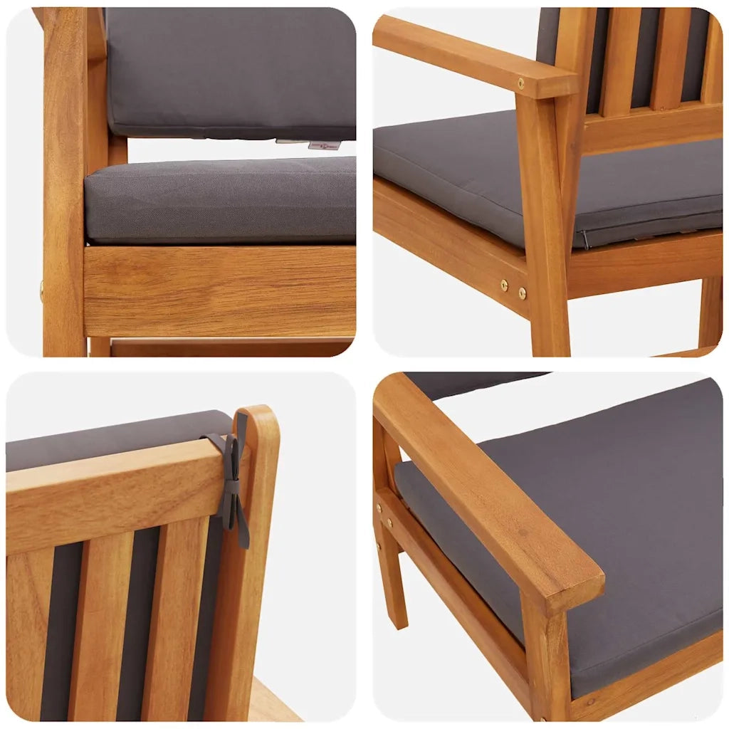 Sedia da Giardino 2 pcs Antracite Legno di Acacia Massello 4106580