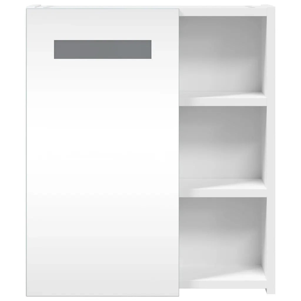 Armadietto Bagno con Specchio e LED-Mobile bagno con specchio Bianco 45x13x52 cm