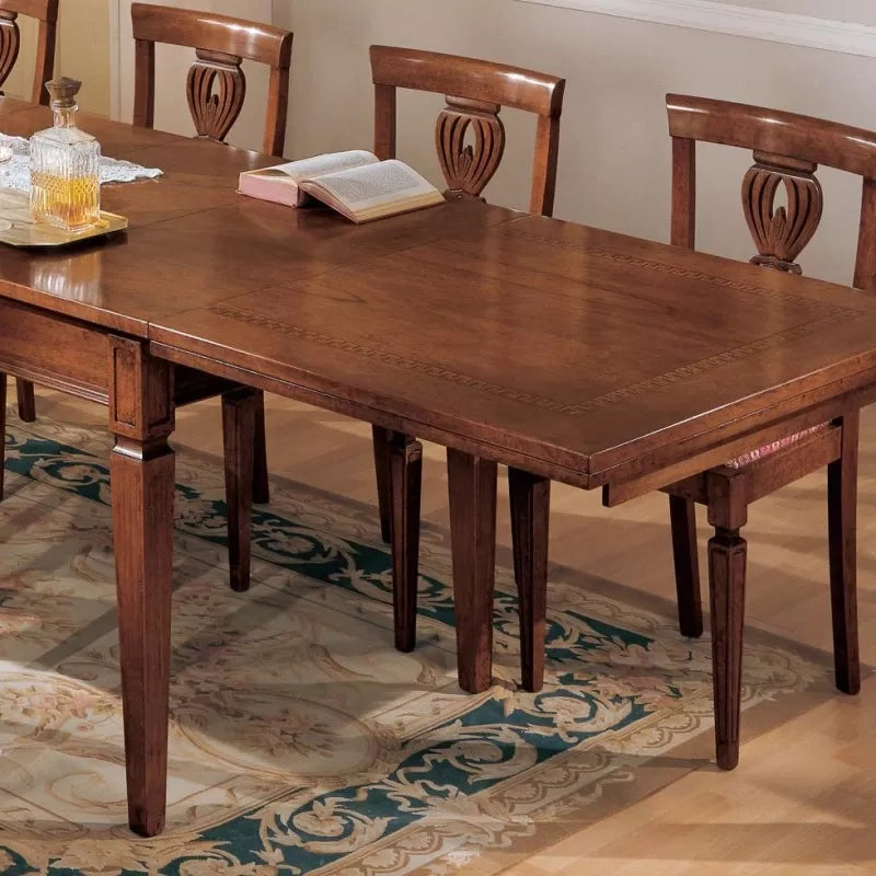 Set tavolo classico legno greca bassano 160x90x78 con 6 sedie seduta legno - Mobili 2G