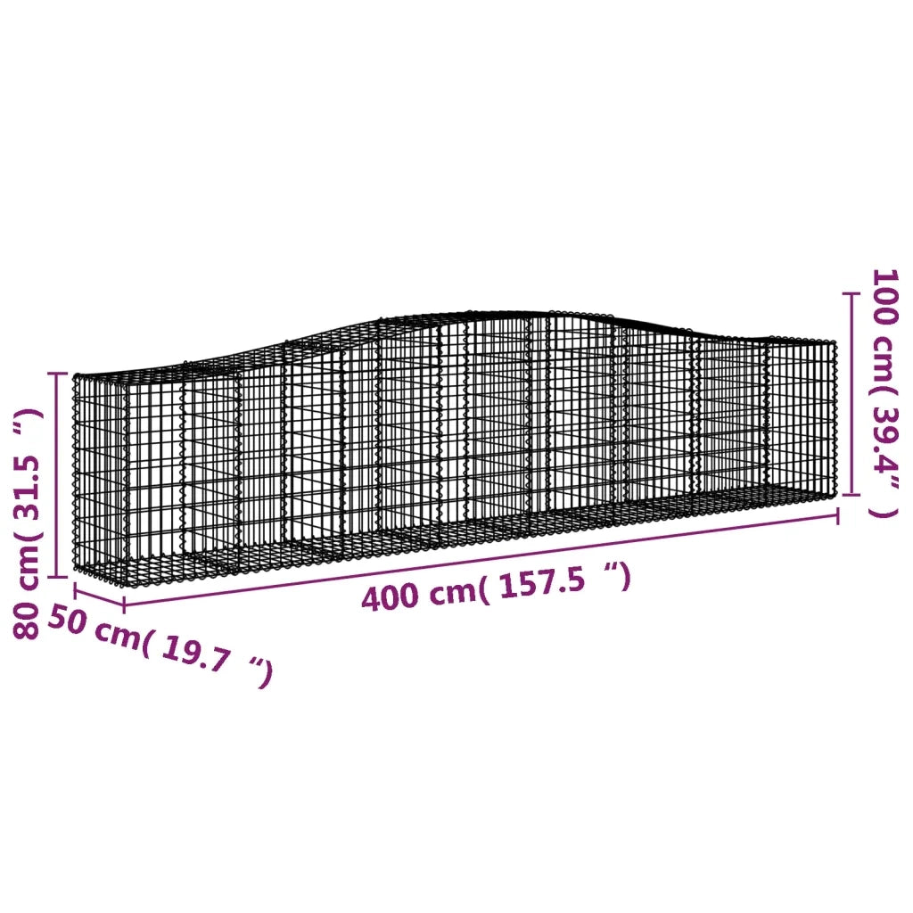 Cesto Gabbione ad Arco 400x50x80/100 cm Ferro Zincato 153414