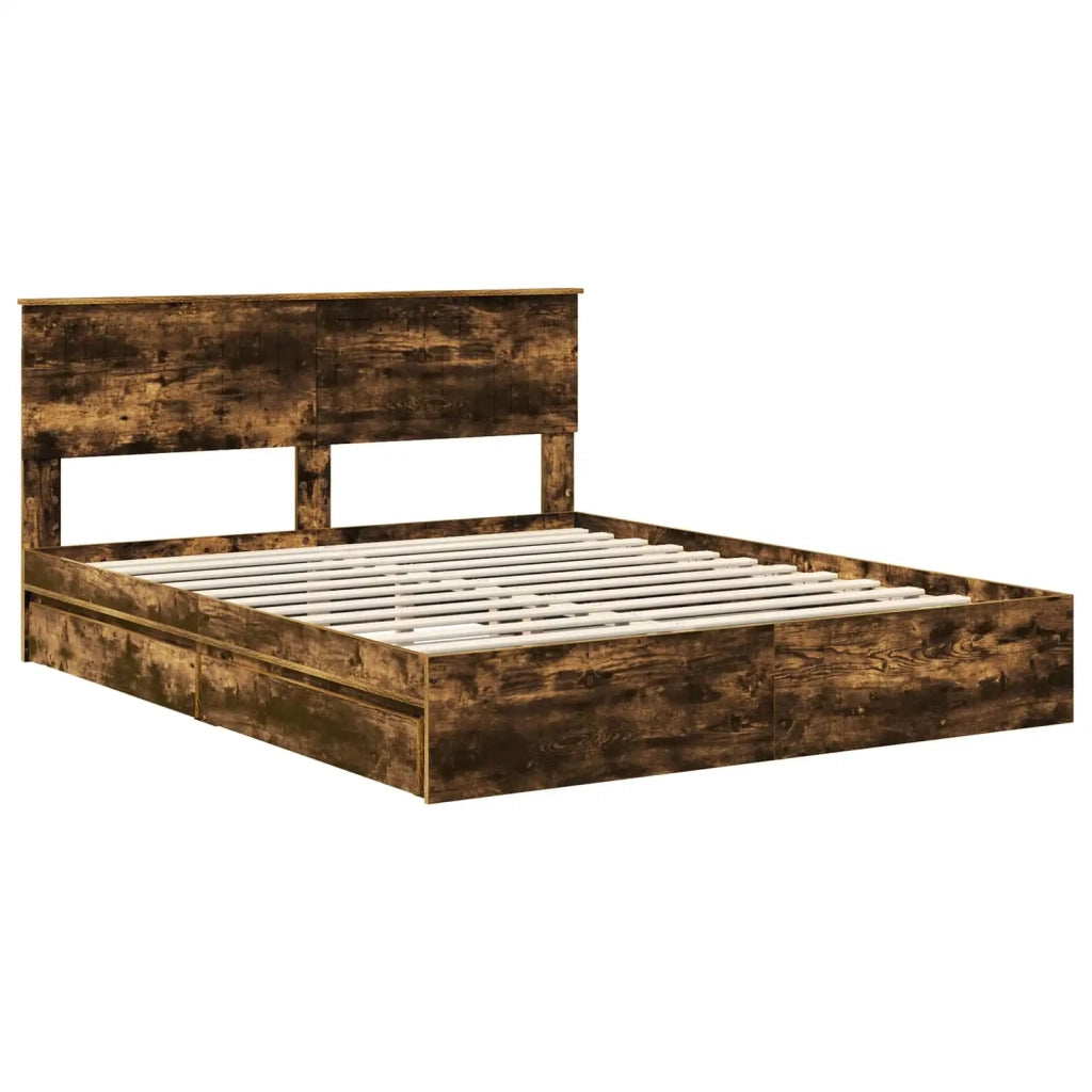 Letto con Contenitore con testiera Rovere fumé 160 x 200 cm 3410781