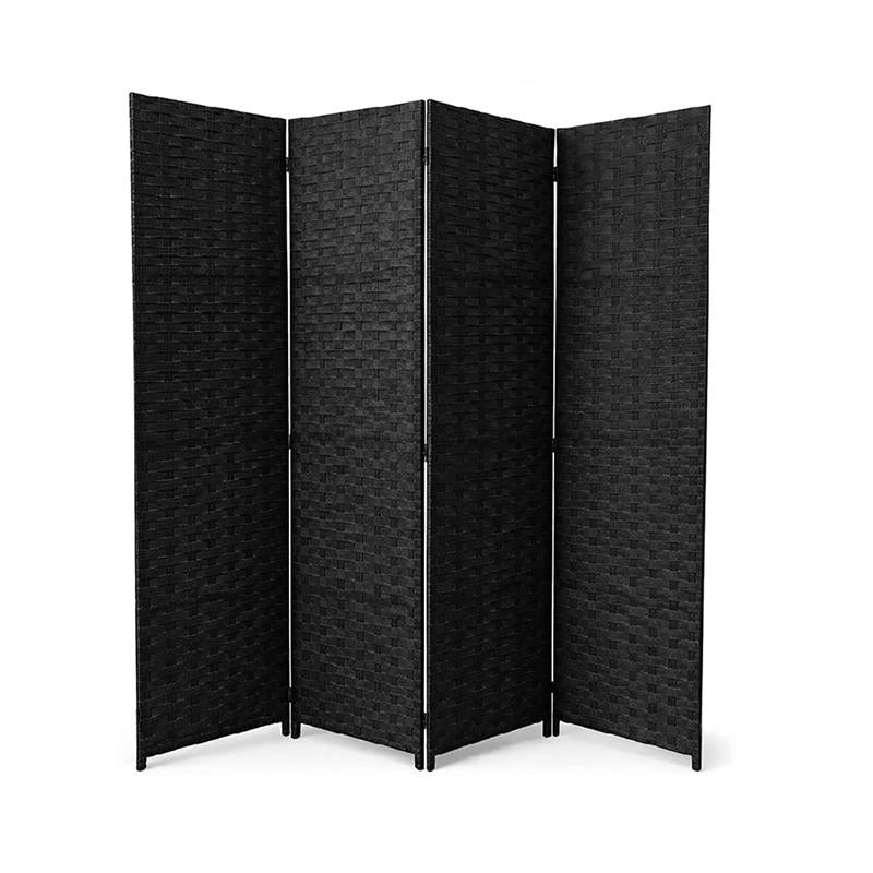 SEPARE' CON QUATTRO PANNELLI IN PLATICA NERO CON STRUTTURA IN LEGNO MISURE: 180X180CM