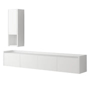 Mobile TV in legno "Sema" con mensola a muro - 160 x 30 x 35 cm - Bianco