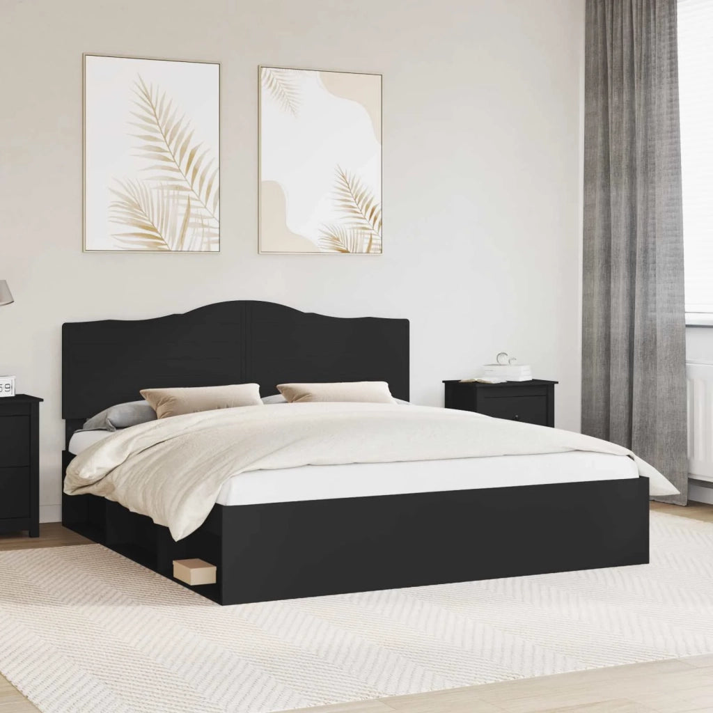 Struttura del letto Nero 200 x 200 cm Pino massello 3413264