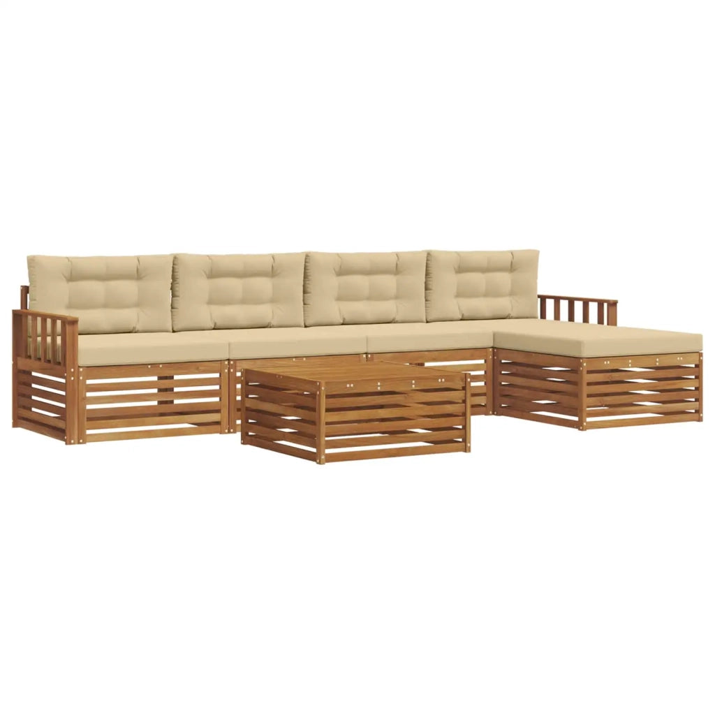 Set di divani da esterno con cuscino 6 pcs Naturale e Beige