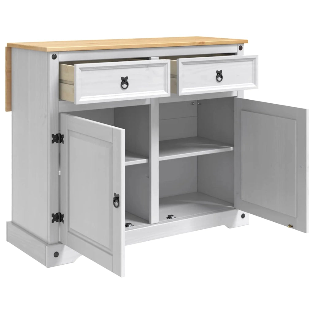 Carrello da Cucina 2 pcs Bianco e Cera di Miele Pino Massello