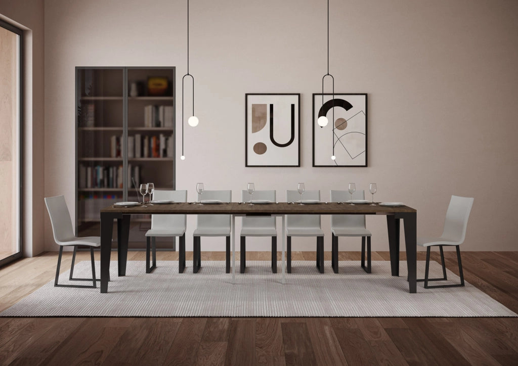 Consolle allungabile 90x40/300 cm Flaris Evolution Noce telaio Antracite