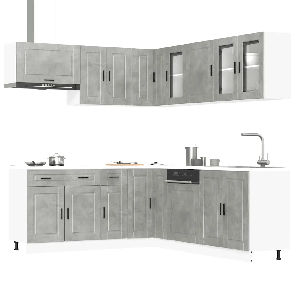 Set Mobili da Cucina 11 pz Porto Grigio Cemento in Truciolato