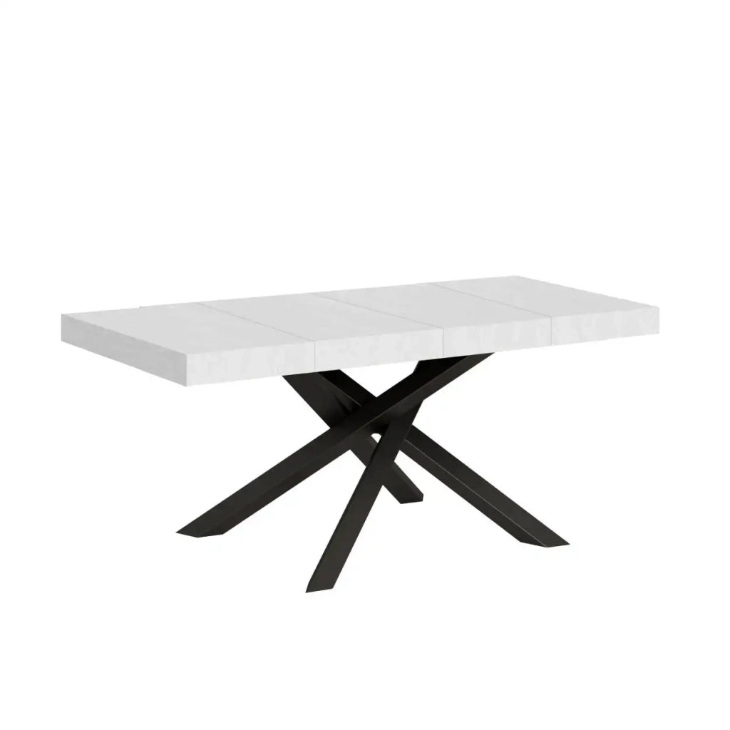 Tavolo allungabile 120/380x90 cm Volantis Premium colore bianco frassino gambe antracite