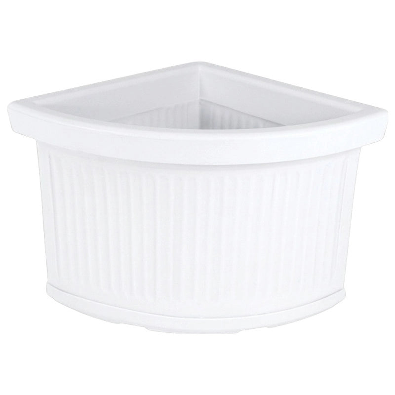 Vaso Fioriera angolare decorativa classica tradizionale 40x40 H34 in polimero resistente bianco per piante per giardini e terrazze - Made in Italy