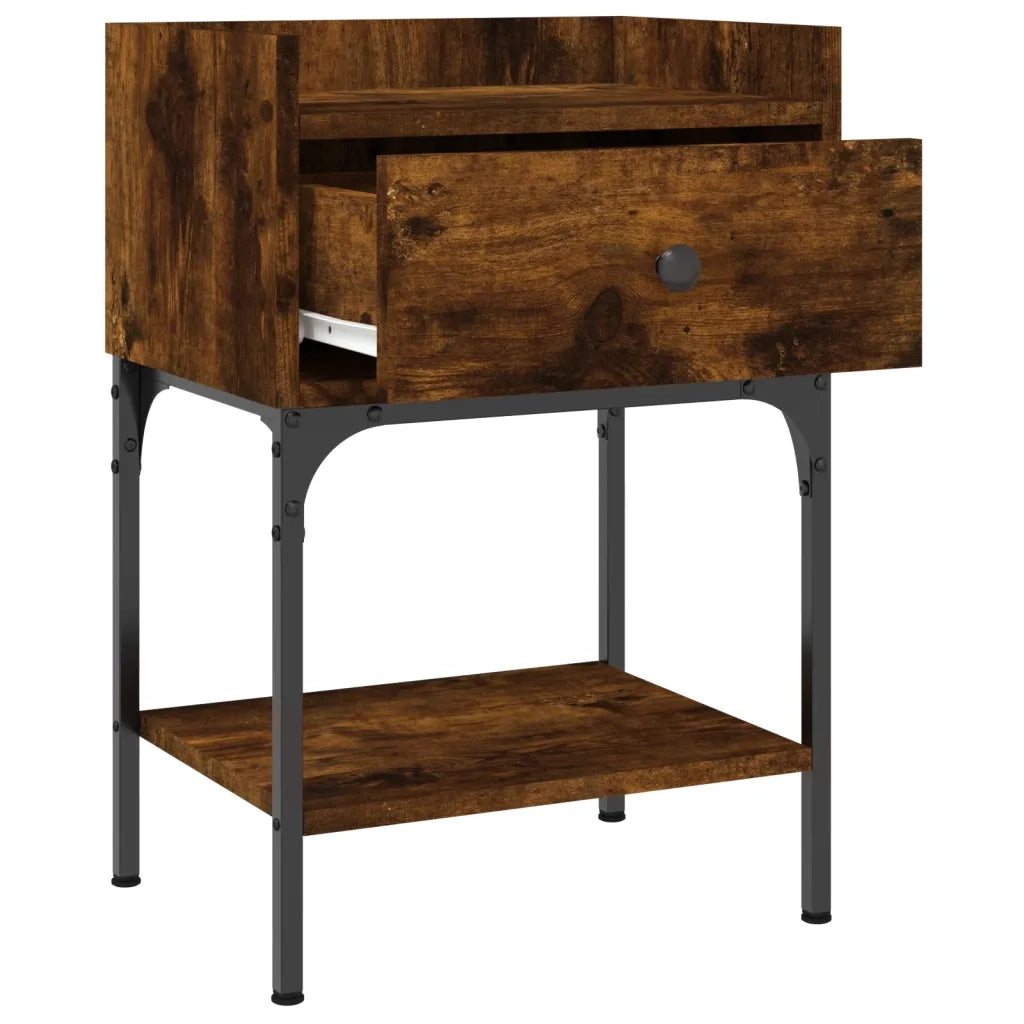 Comodino-Tavolino da notte Rovere Fumo 40,5x31x60 cm in Legno Multistrato