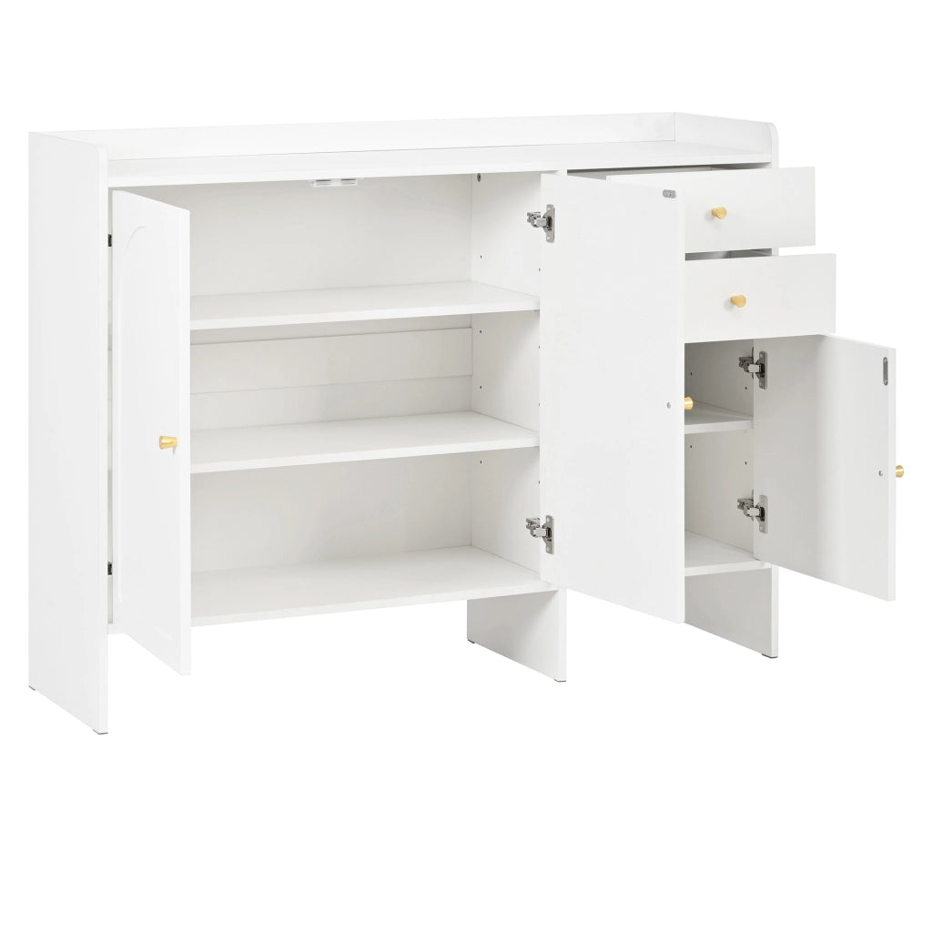 Scarpiera con 3 Ante e 2 Cassetti ¨C MINIMAL ¨C Bianco, Metallo, 120x90x35 cm