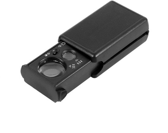 Verglasso Portatile - Illuminazione LED - Utile per Gioielli e Monete - Nero - 30x 60x Amplificazione - Materiali di Alta Qualità - Fonte di Luce...