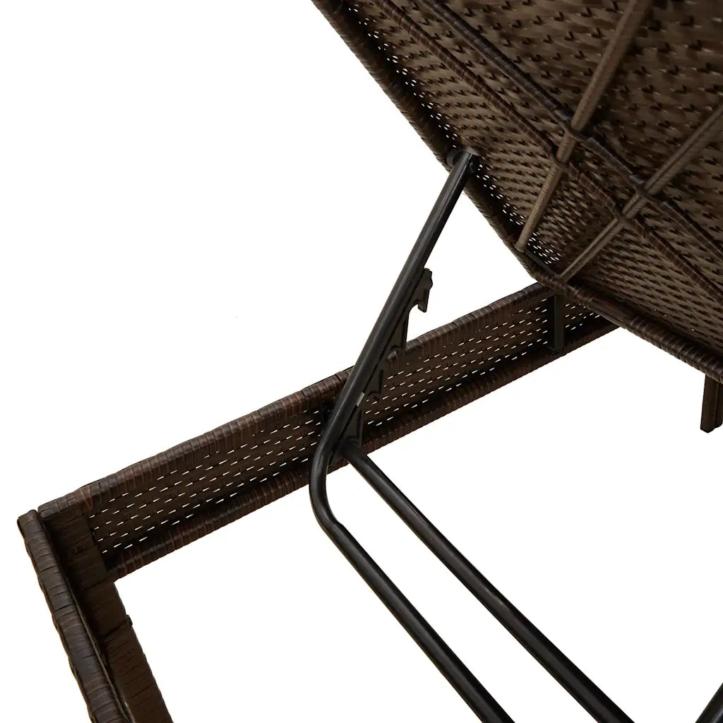 Lettino Prendisole con Cuscino Marrone 55x200x44 cm Polyrattan 4104101