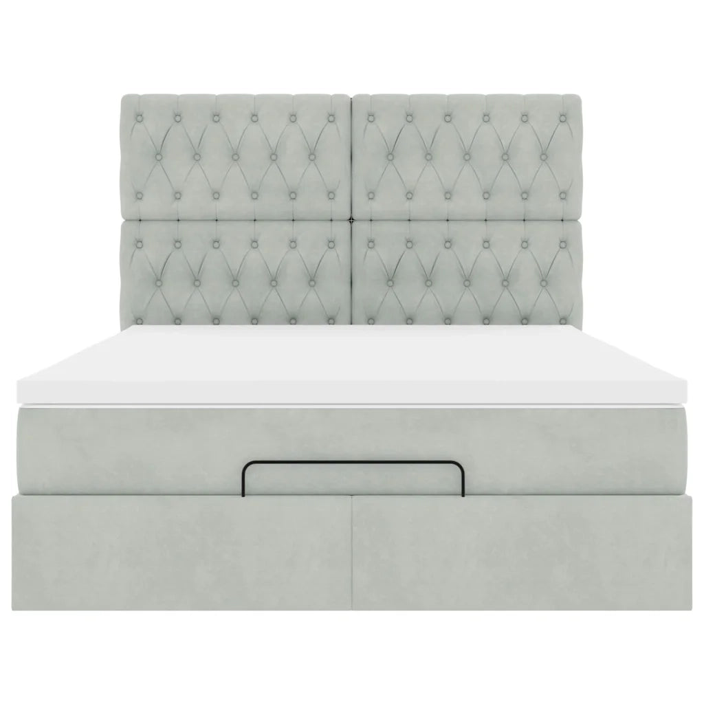 Struttura Letto Pouf con Materassi 140x190 cm Velluto 3313541