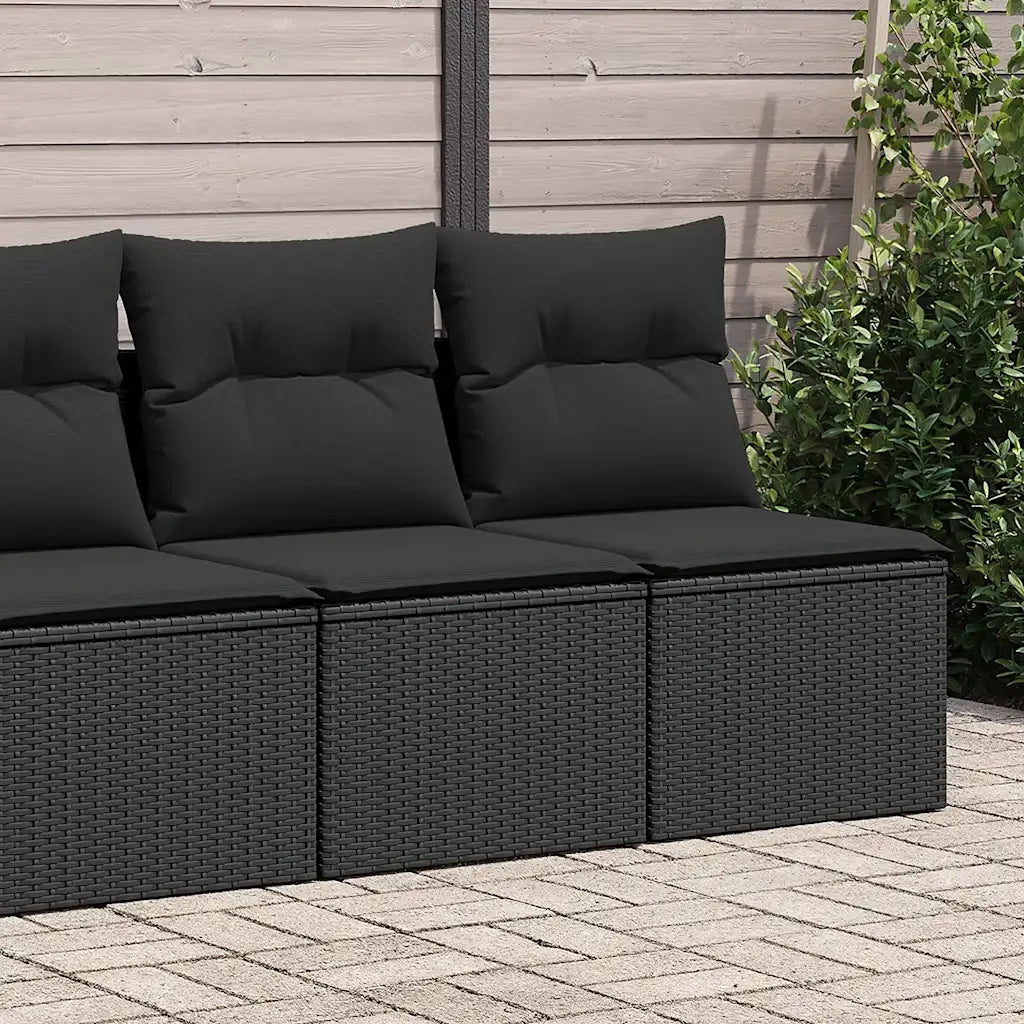 Set Divani da Giardino con Cuscini 2 pz | Set Salotto da Giardino Nero Polyrattan Acacia