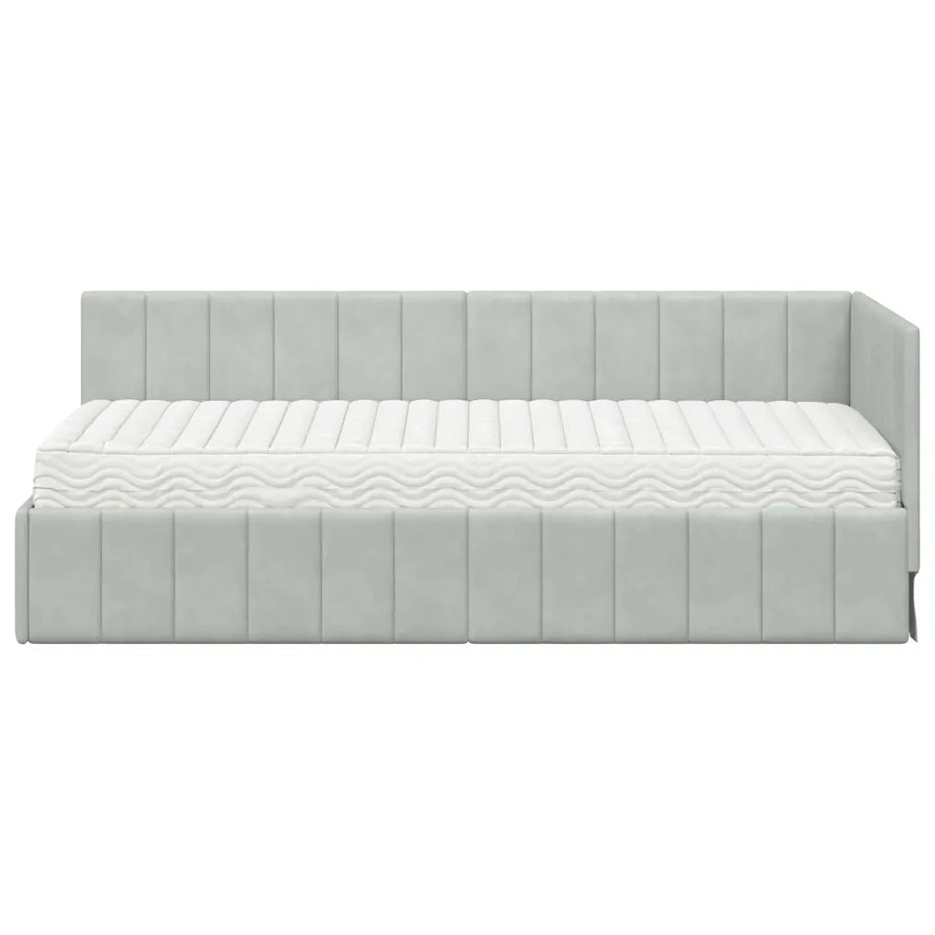 Struttura Letto Angolare con Materasso 2 pcs Grigio chiaro