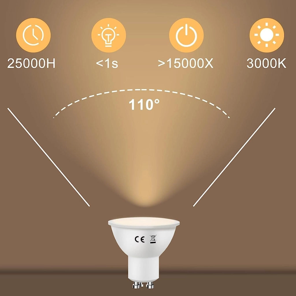 ZMH Bombilla LED 6W Lámpara de bajo consumo Ángulo de haz 110° Foco reflector bola