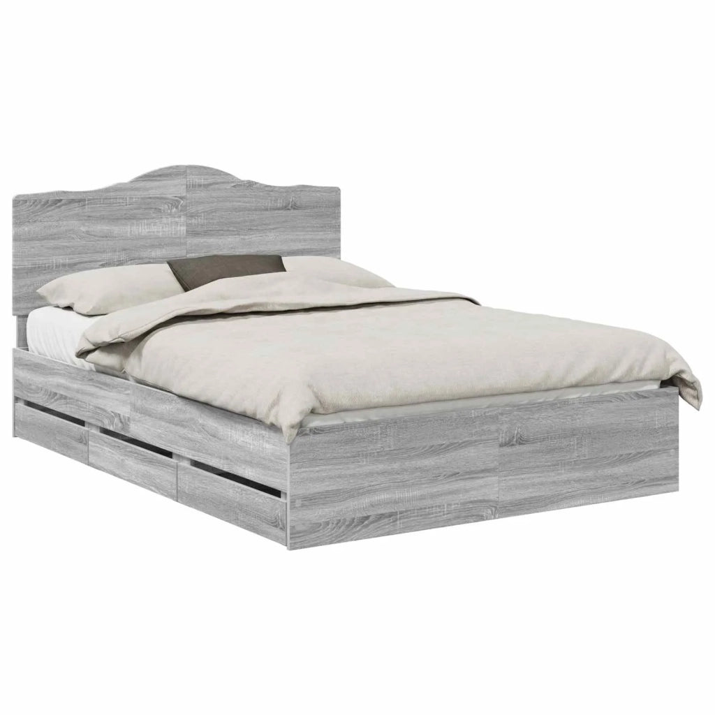 Struttura del letto con cassetto Sonoma grigia 160 x 200 cm 3413399