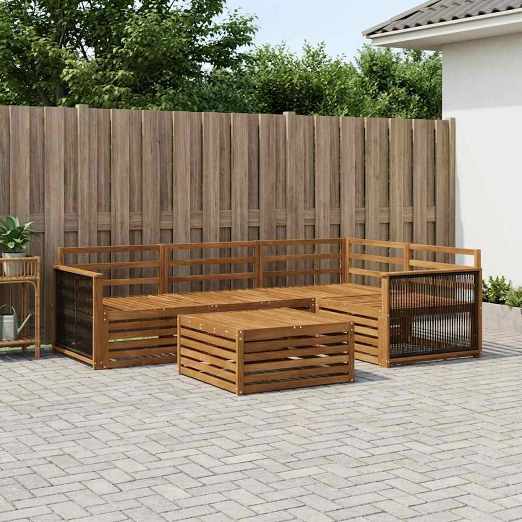 Set di divani da esterno 5 pz Naturale Legno di Acacia Massello 3383322