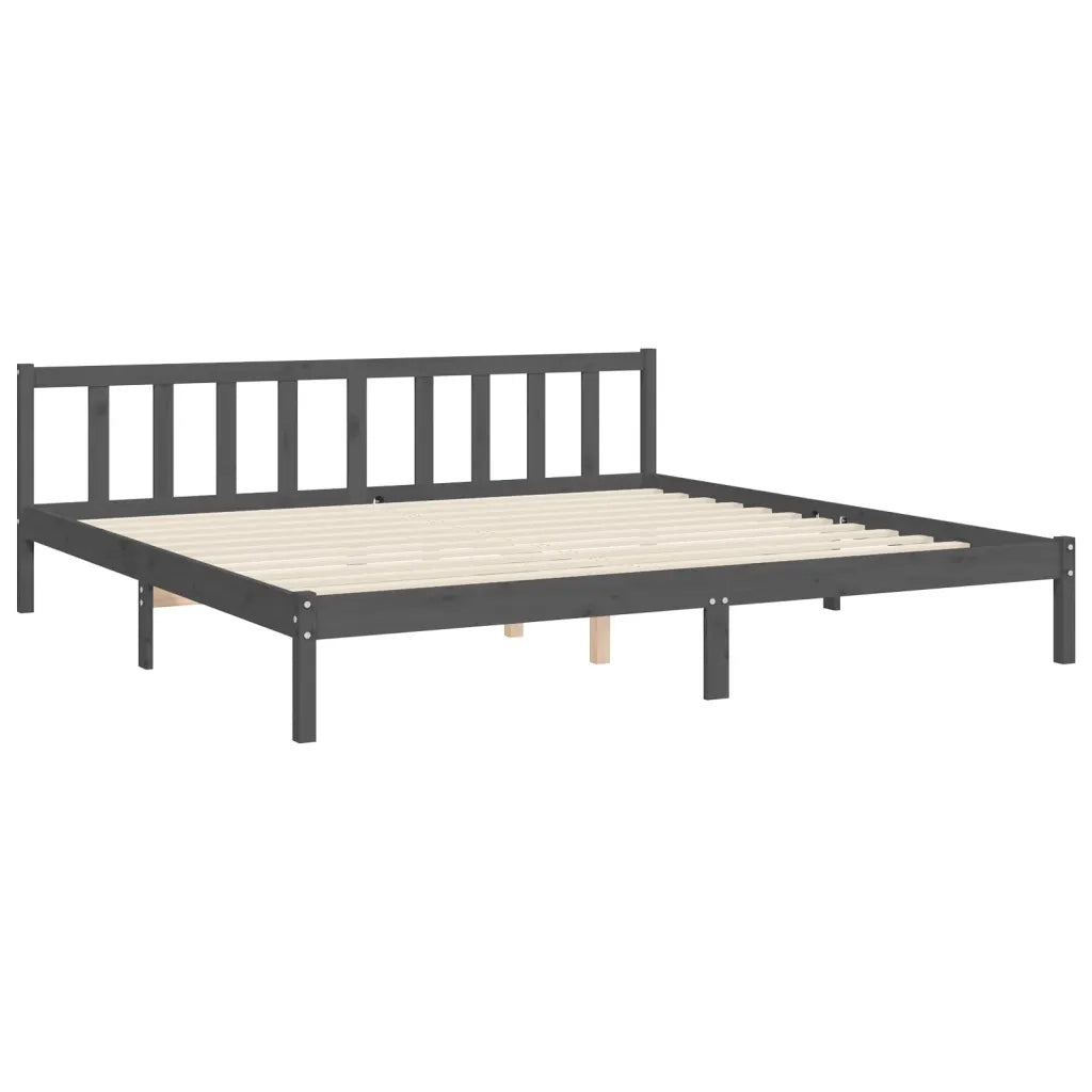 Giroletto con Testiera Grigio 200x200 cm in Legno Massello 3193488