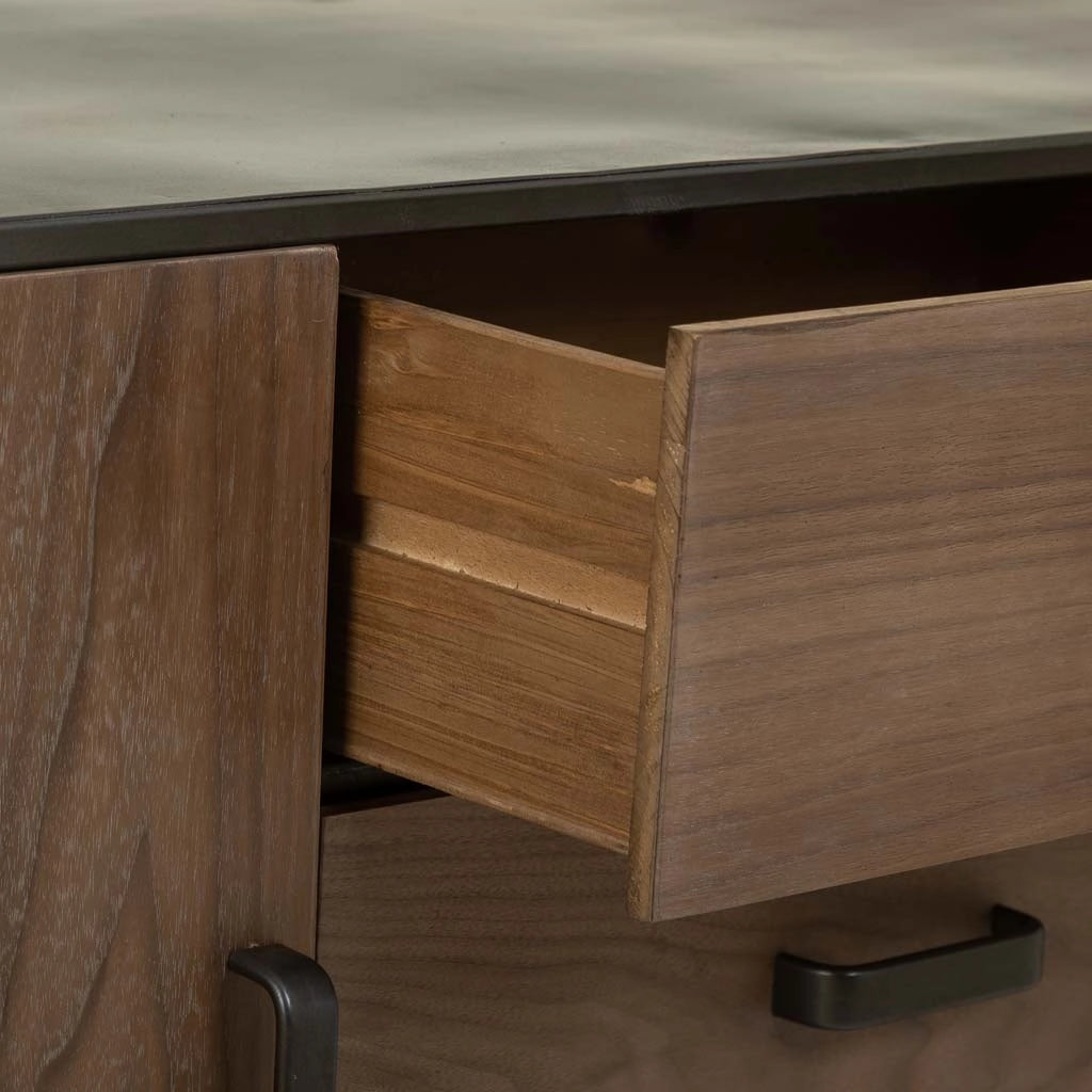 Credenza in legno e metallo nero 145x47x76,5h cm
