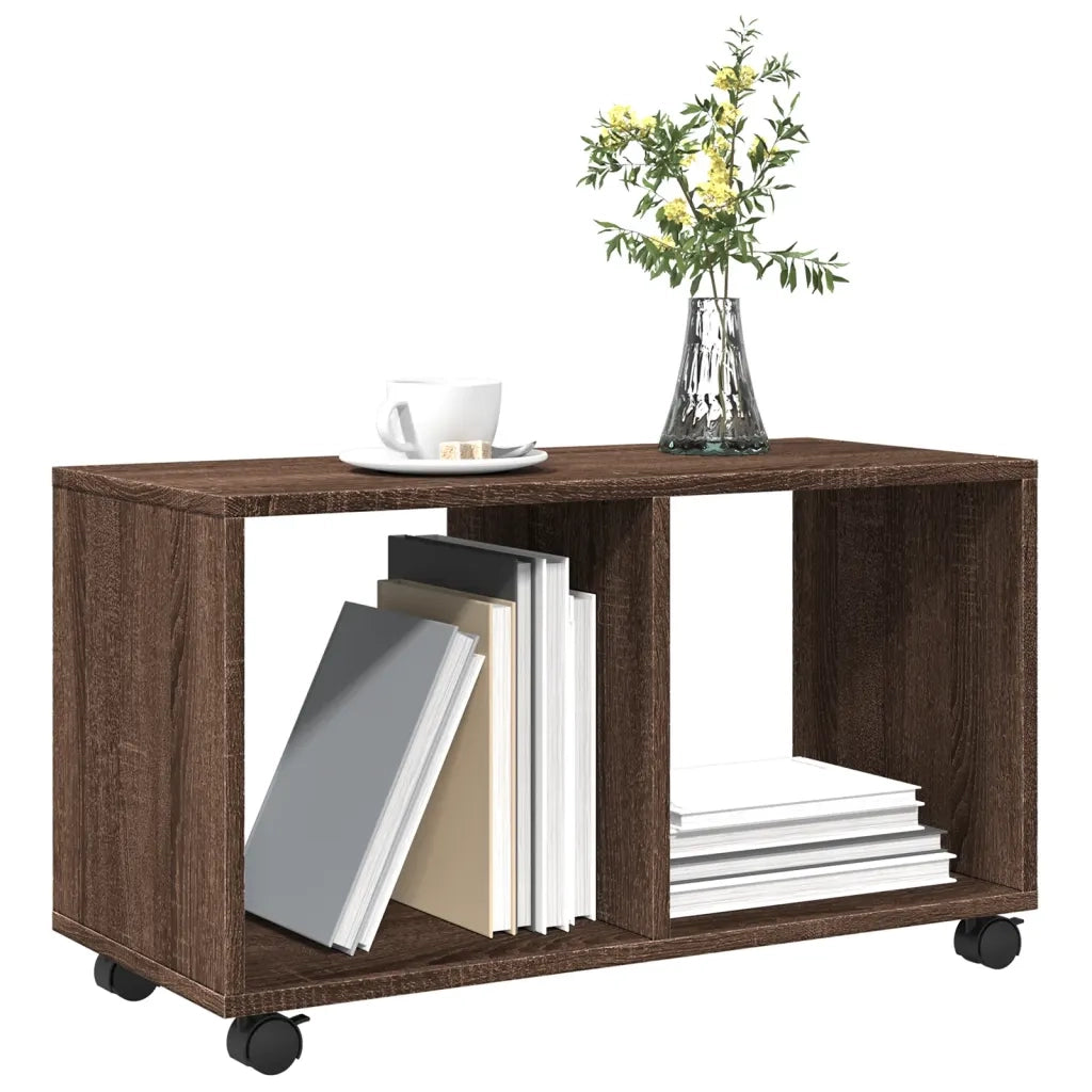 Mobiletto con Ruote Rovere Marrone 72x33x42,5 cm in Truciolato 853143