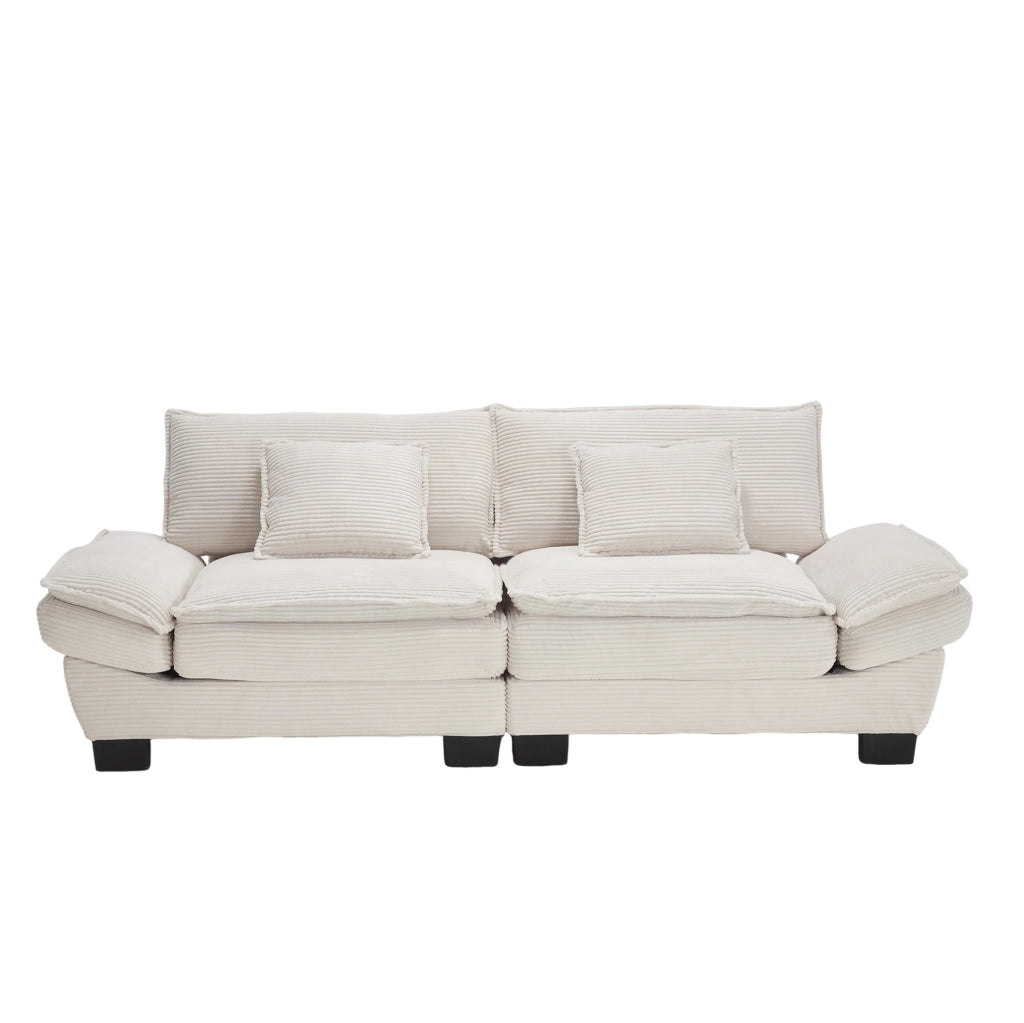 Divano 2 posti in velluto beige con seduta profonda 224 cm